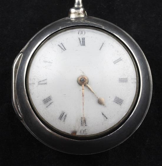 A George III silver pair cased key wind pocket watch by Thomas Chappell, London,